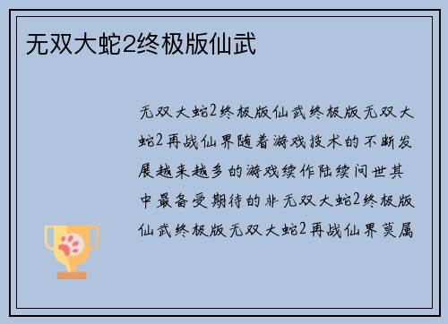 无双大蛇2终极版仙武